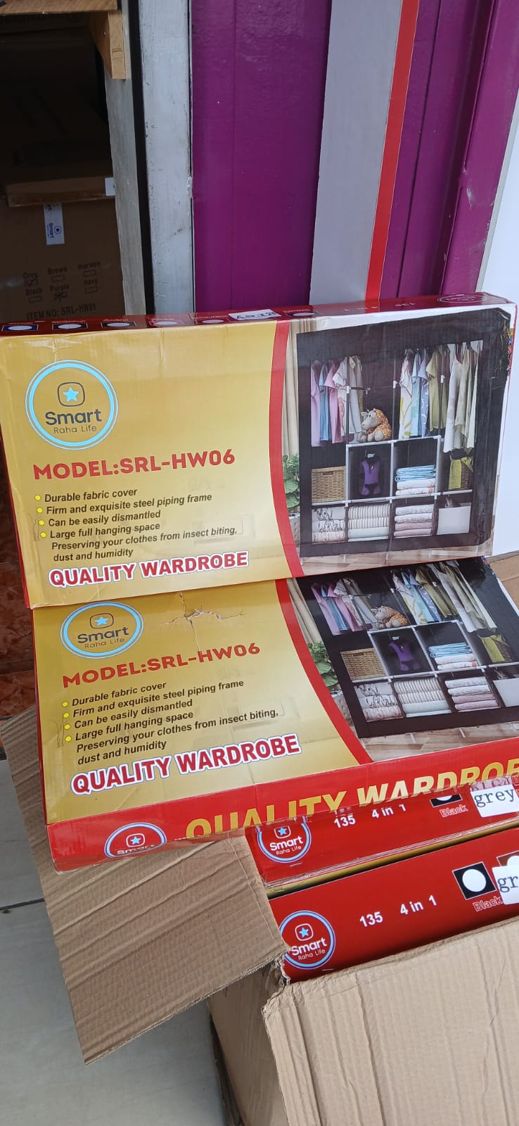 Mettalic 4 Column Wardrobe