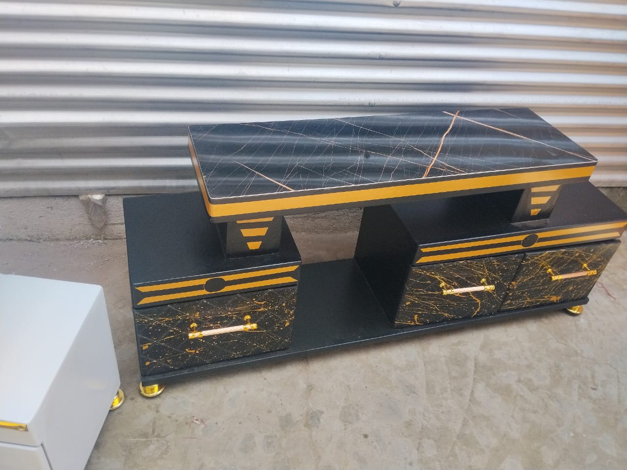 Gold Black Marble TV Stand