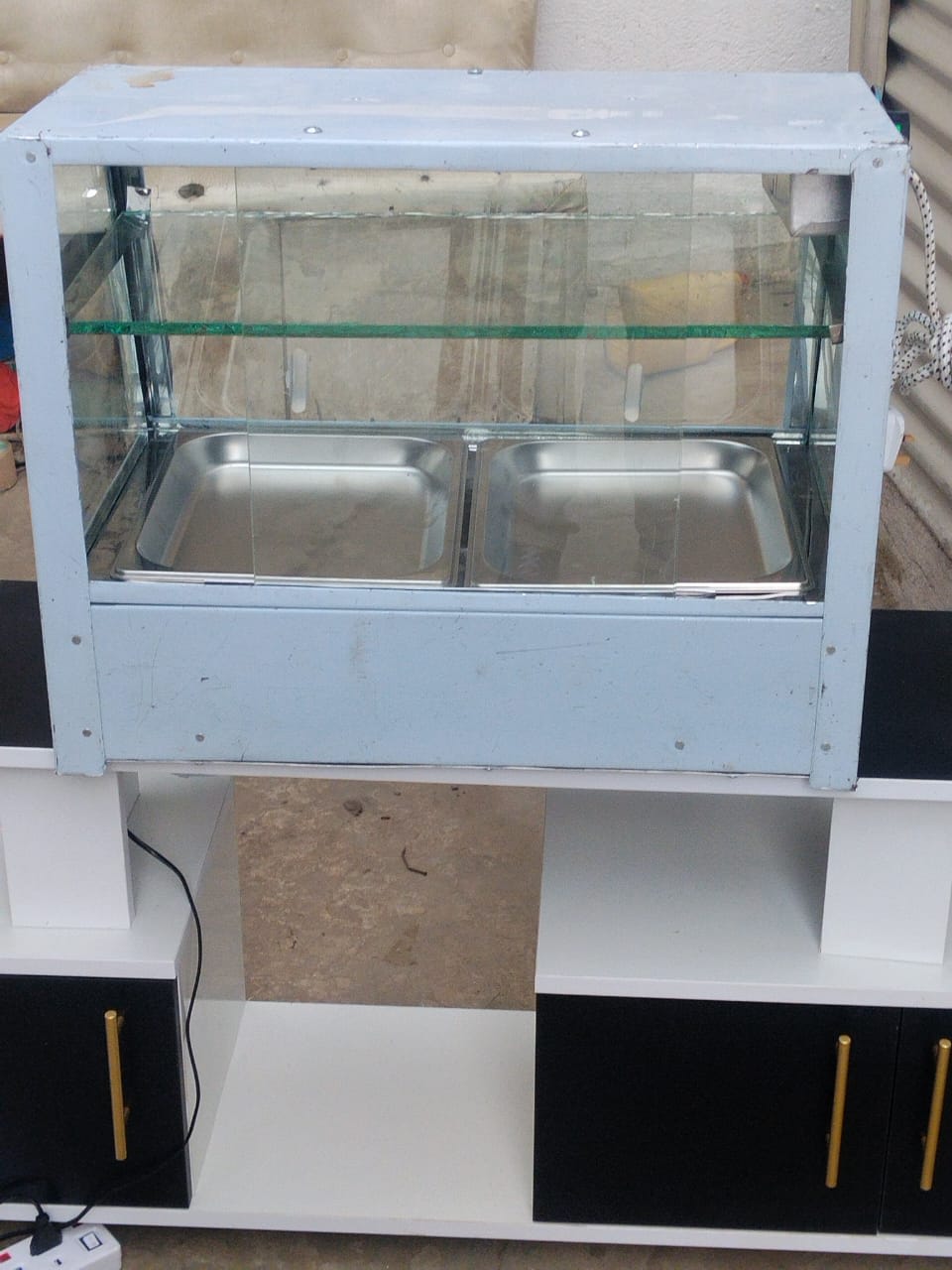 Electric Food Warmer Display Cabinet with 2 Stainless Steel Dishes