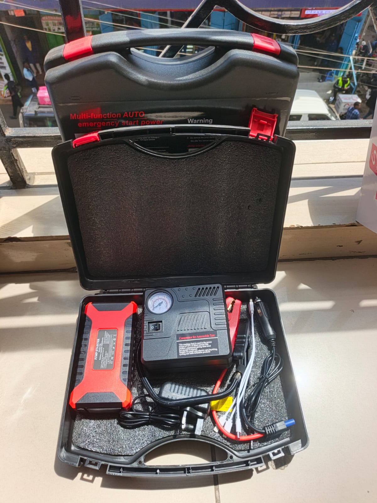 Multi-Function Emergency Car Power Kit with Air Compressor & Jump Starter