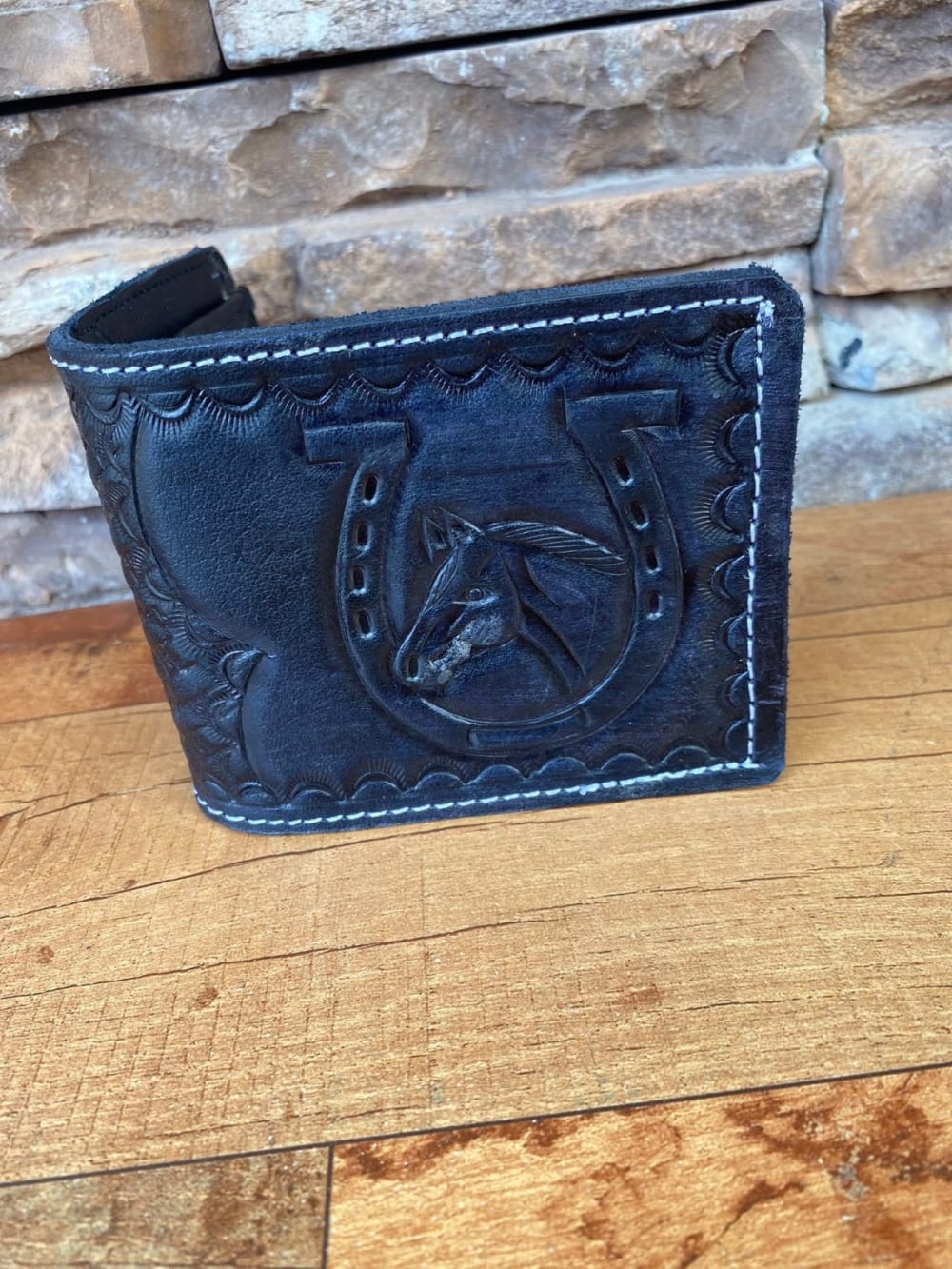 Billetera Trifold Piel Negra
