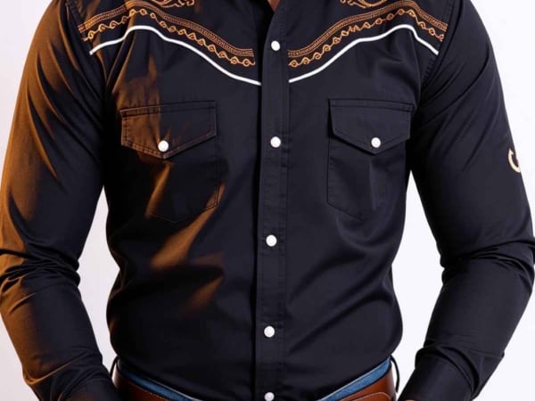 Camisa Vaquera Negra Estilo Rodeo
