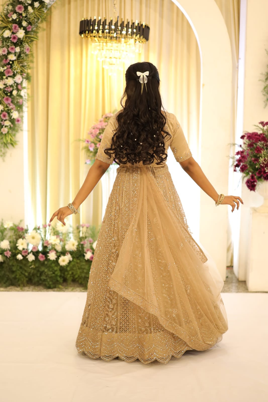 South Indian bride with temple jewellery set for a wedding in Chennai