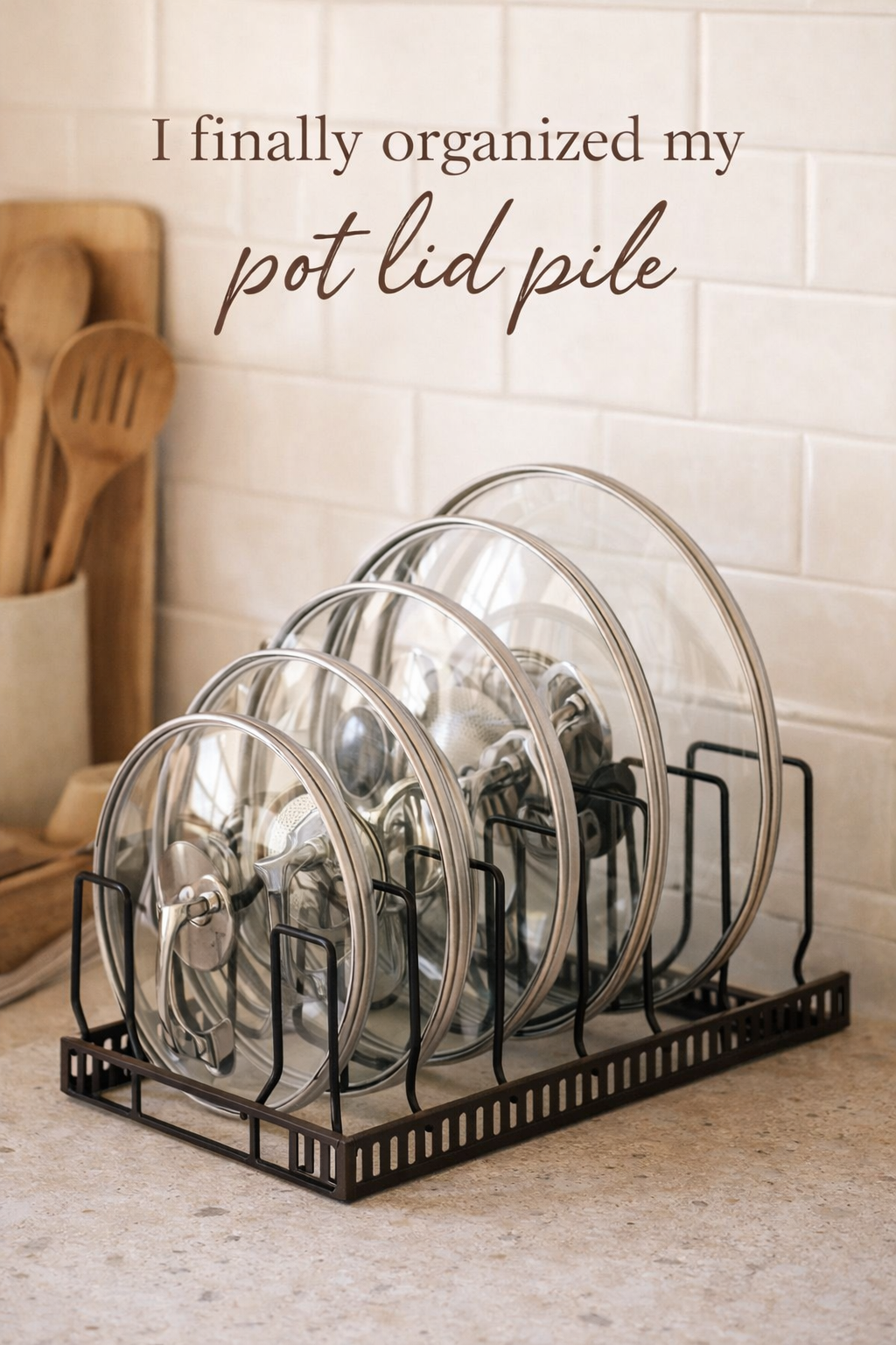 This $20 Lid Rack Finally Organized My Pot Lid Pile