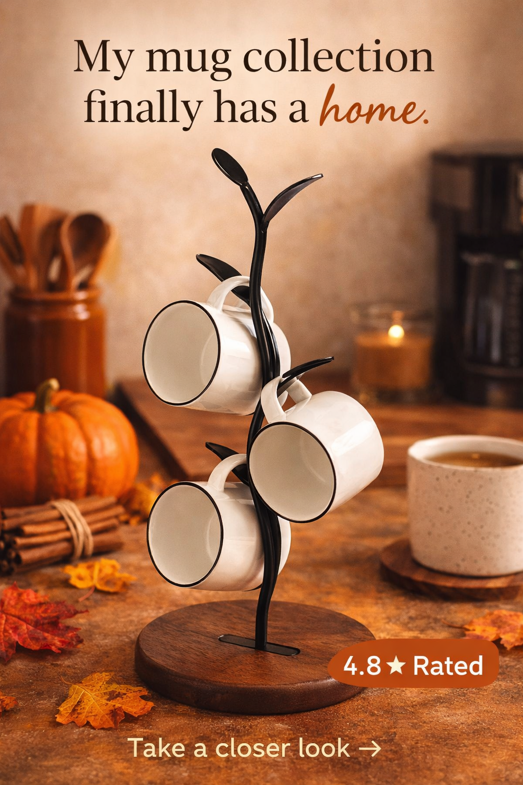 This $23 Mug Rack Organized My Fall Coffee Station