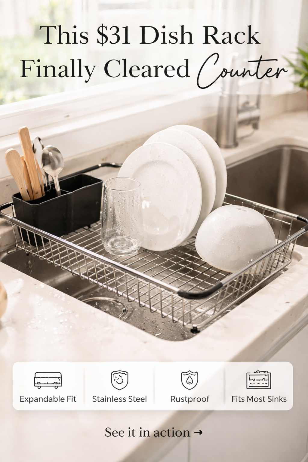 This $31 Dish Rack Finally Cleared My Counter