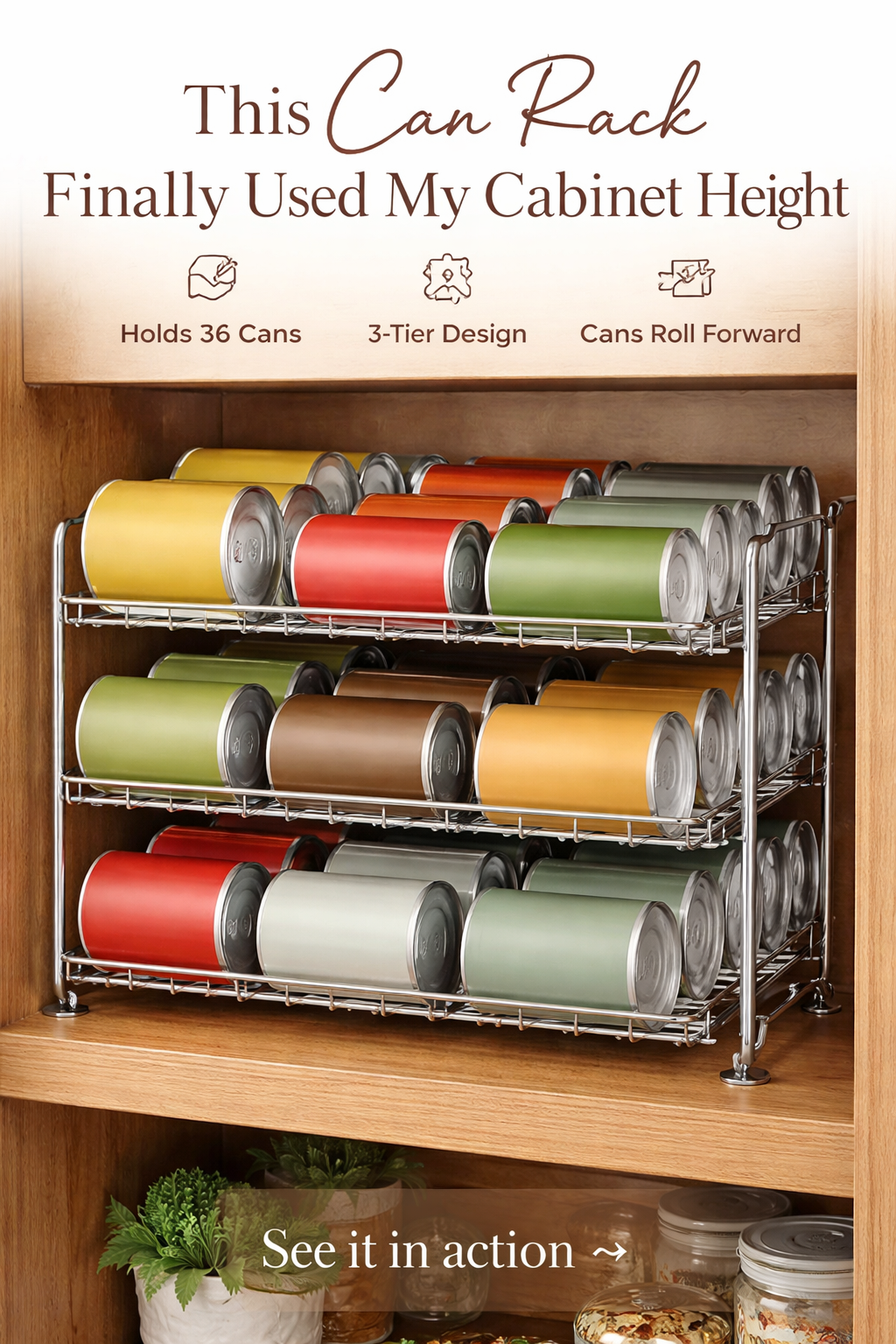 This $26 Can Rack Finally Used My Cabinet Height
