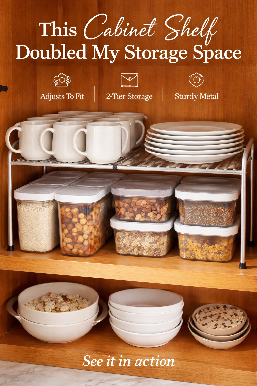 This $30 Cabinet Shelf Doubled My Storage Space