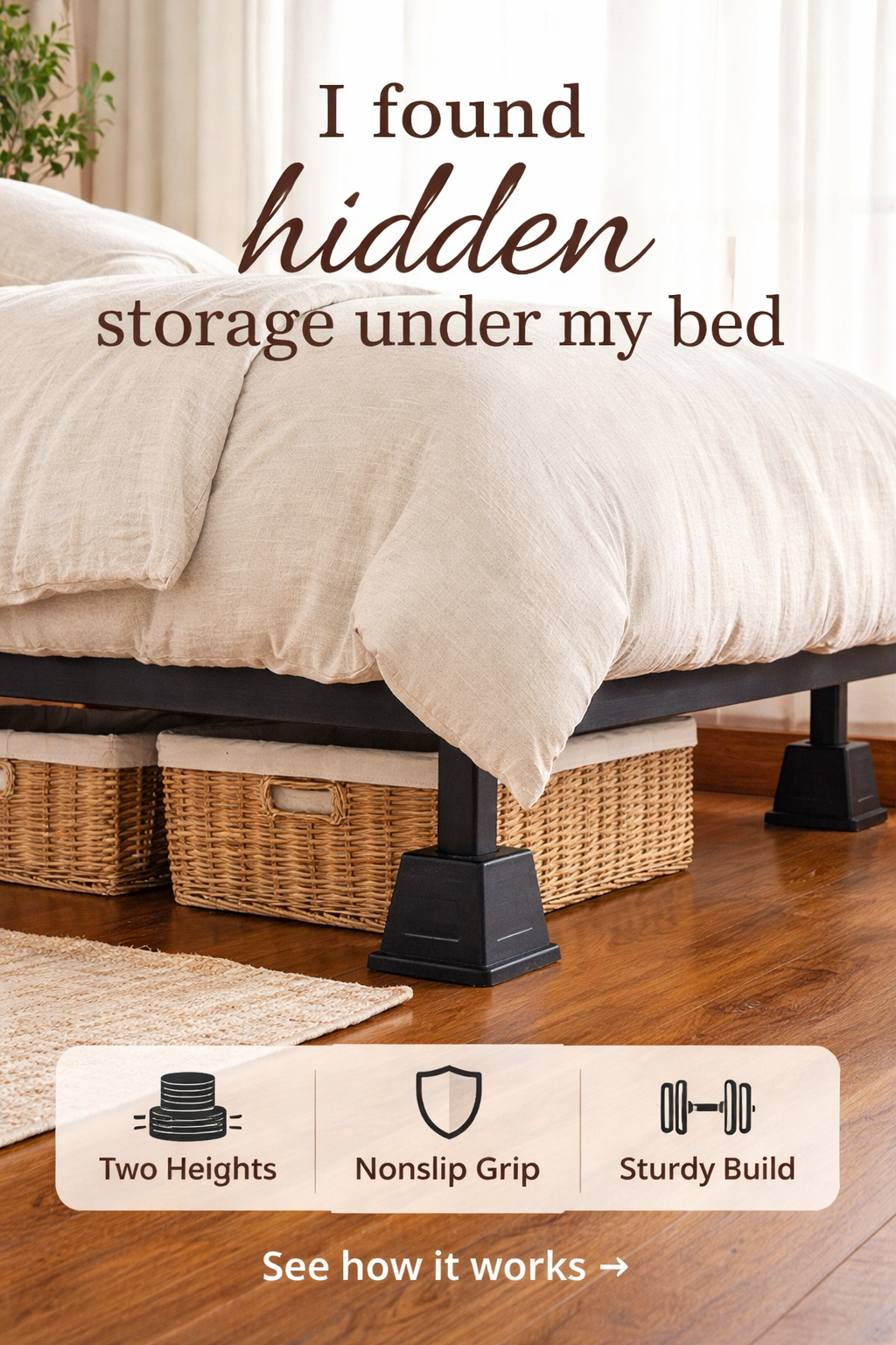 This $18 Bed Riser Set Gave Me Hidden Storage