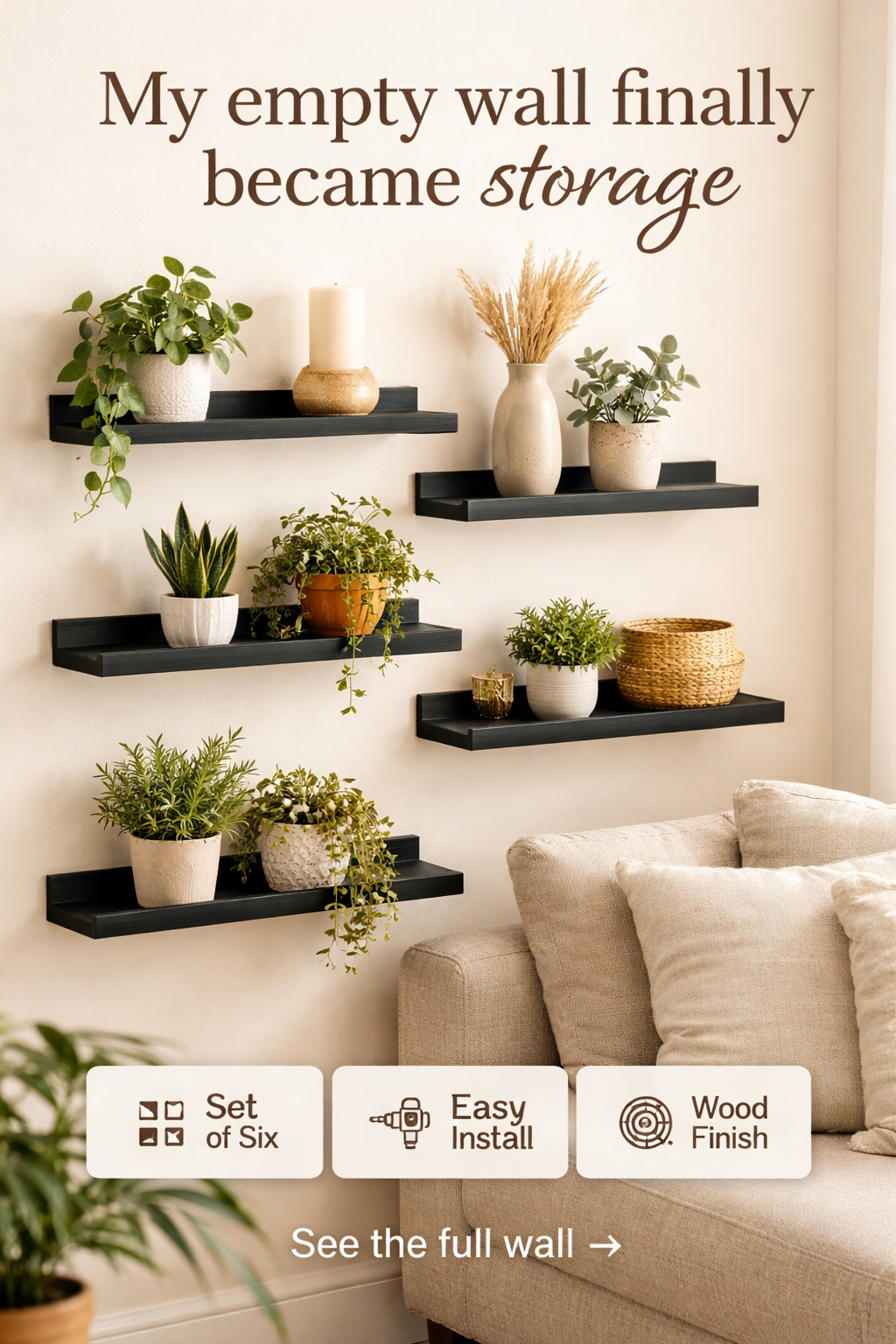 This $21 Floating Shelf Set Saved My Blank Wall