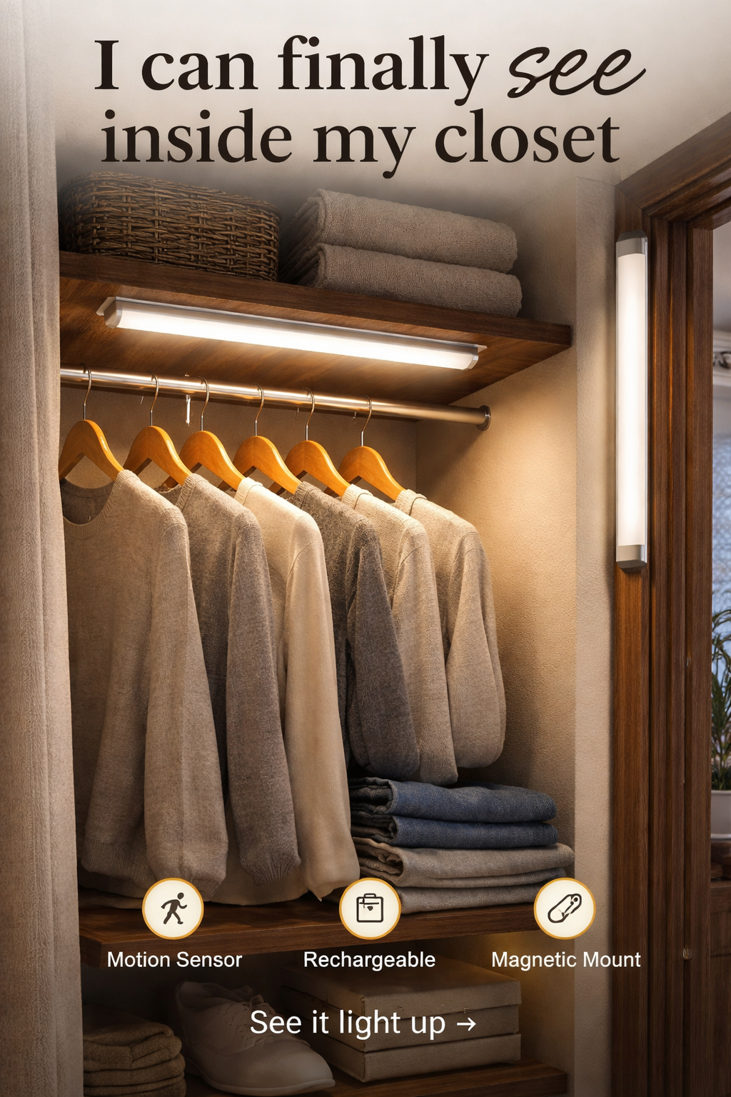 These $17 Motion Lights Fixed My Dark Closet