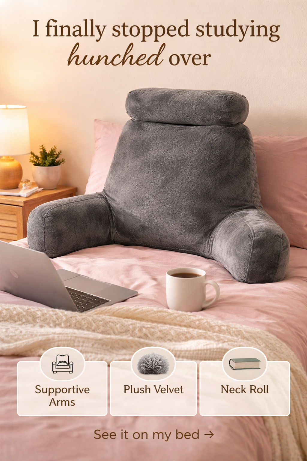 This $29 Reading Pillow Turned My Bed Into a Desk