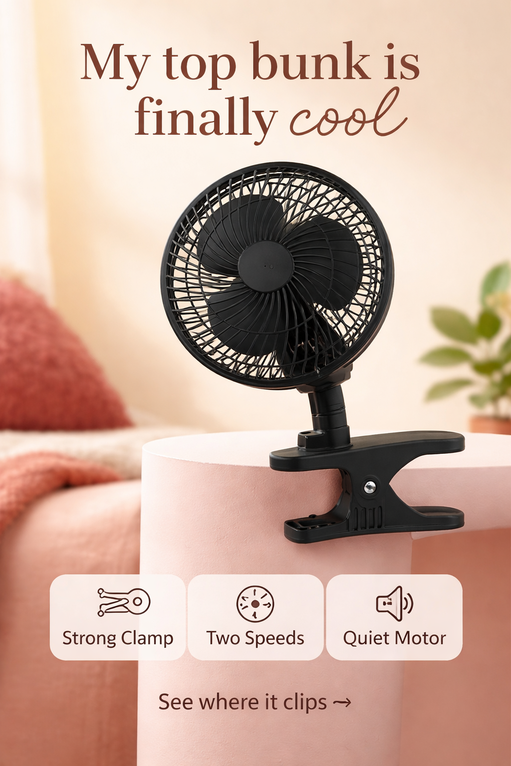 This $15 Clip Fan Saved My Top Bunk From the Heat