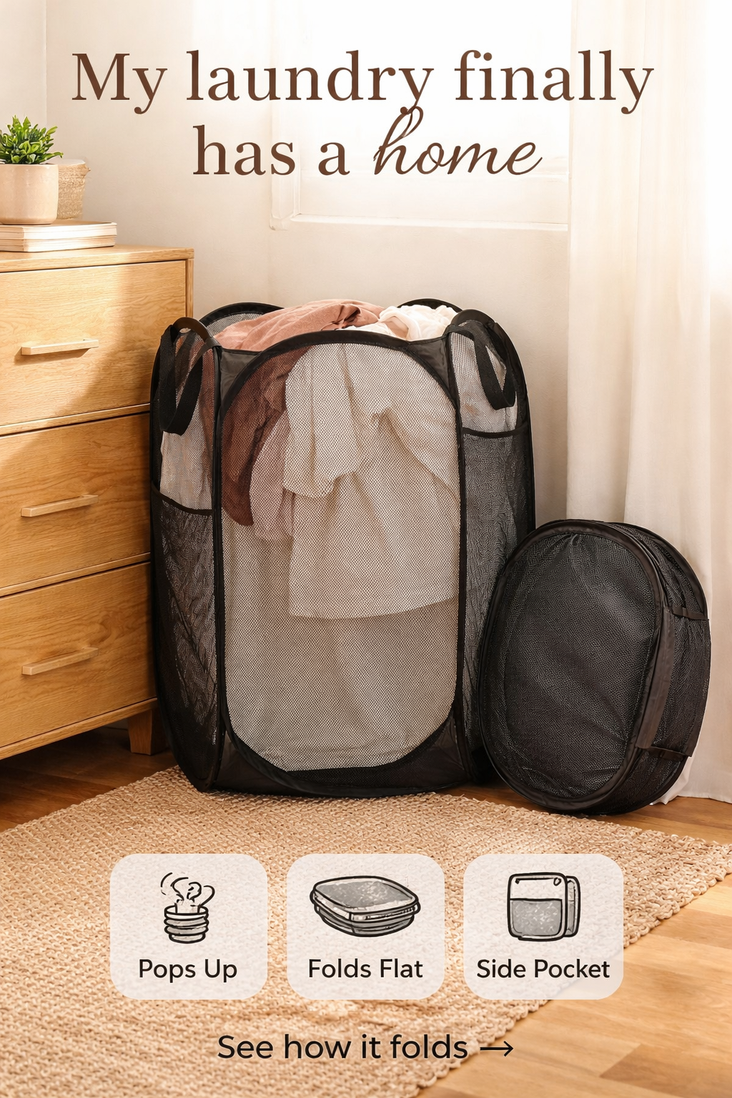 This $8 Pop-Up Hamper Fixed My Dorm Floor Laundry