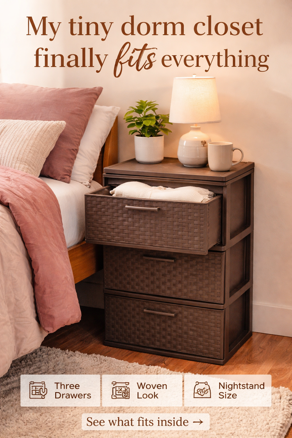 This $55 3-Drawer Tower Doubled My Dorm Storage