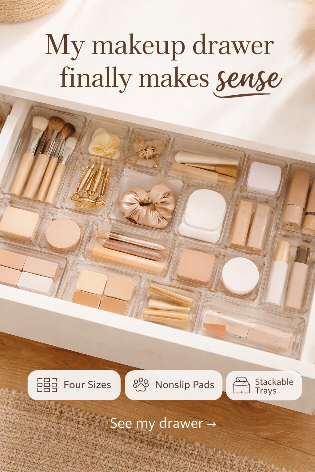 This $16 Drawer Organizer Set Fixed My Makeup Drawer