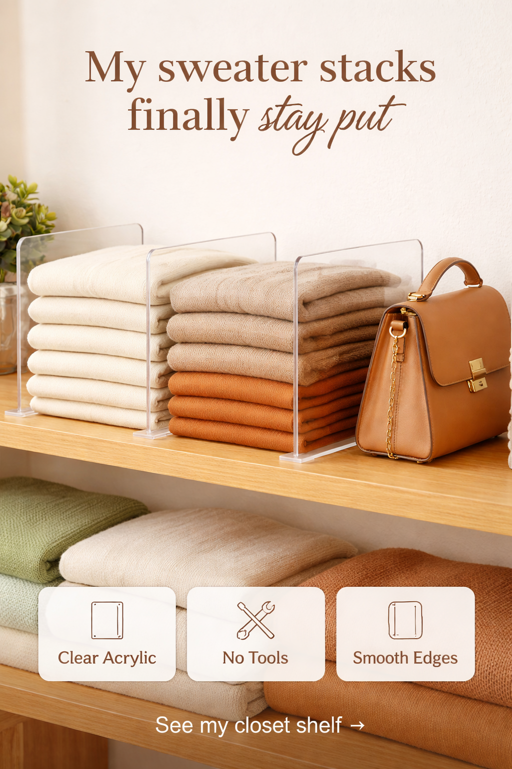 This $22 Shelf Divider Set Saved My Sweater Stacks
