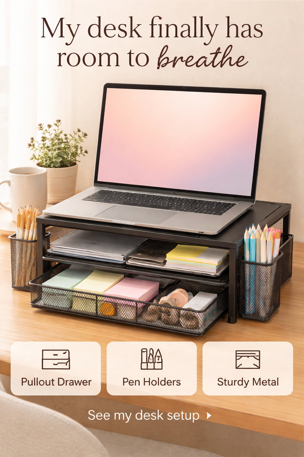 This $22 Desk Organizer Gave My Tiny Desk More Space
