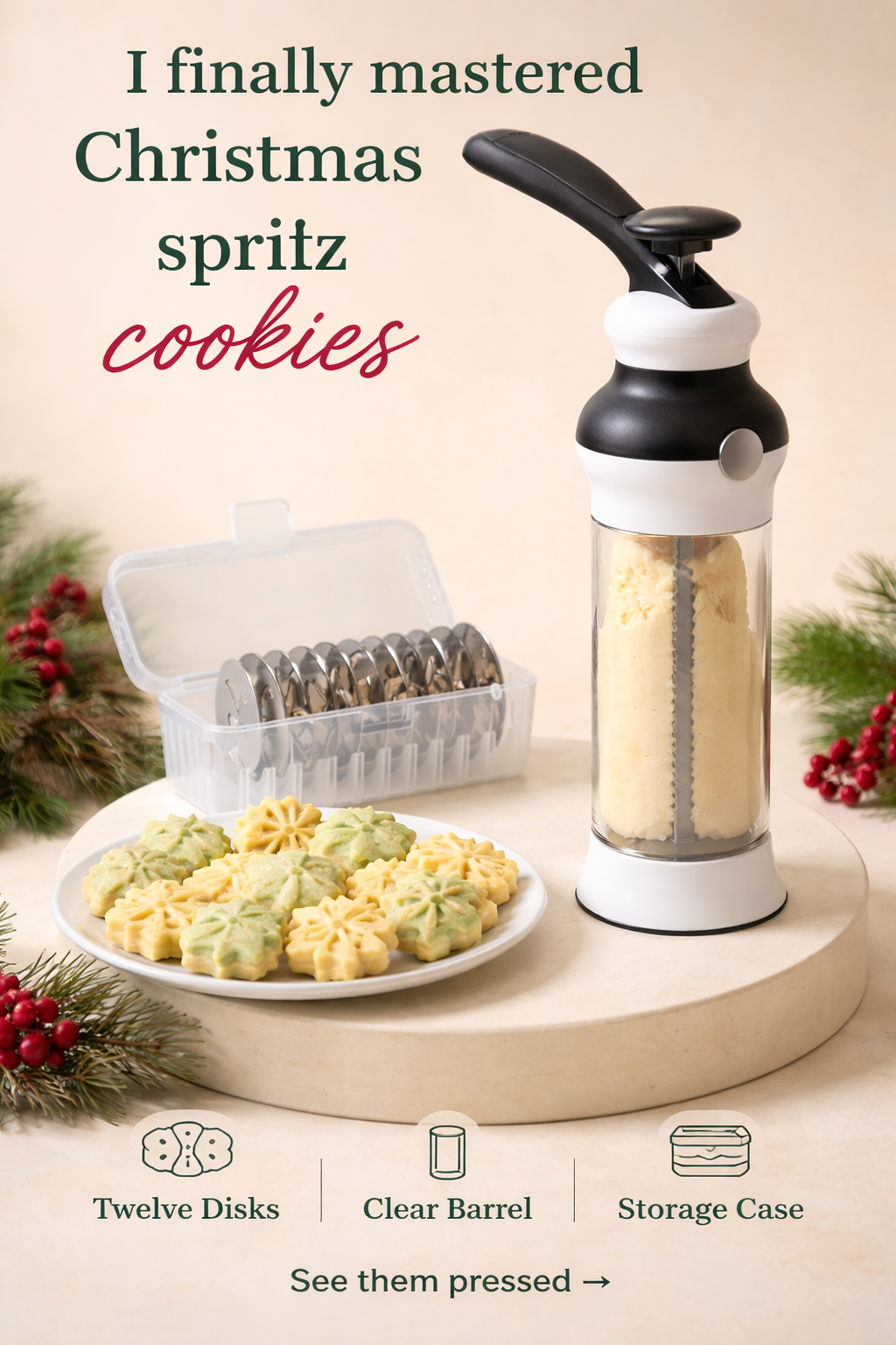 This $40 Cookie Press Made Christmas Spritz So Easy