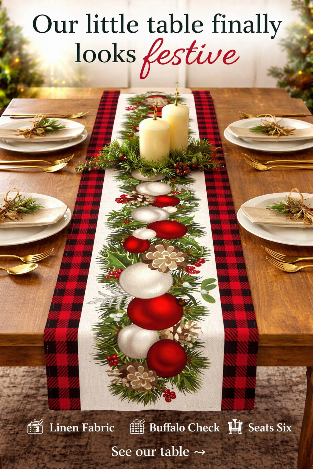 This $7 Table Runner Made Our Little Table Festive