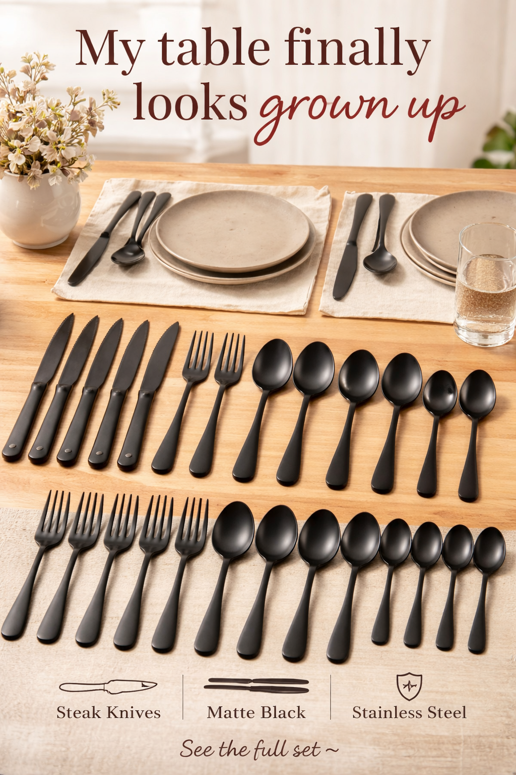 This $20 Black Silverware Set Made My Table Chic