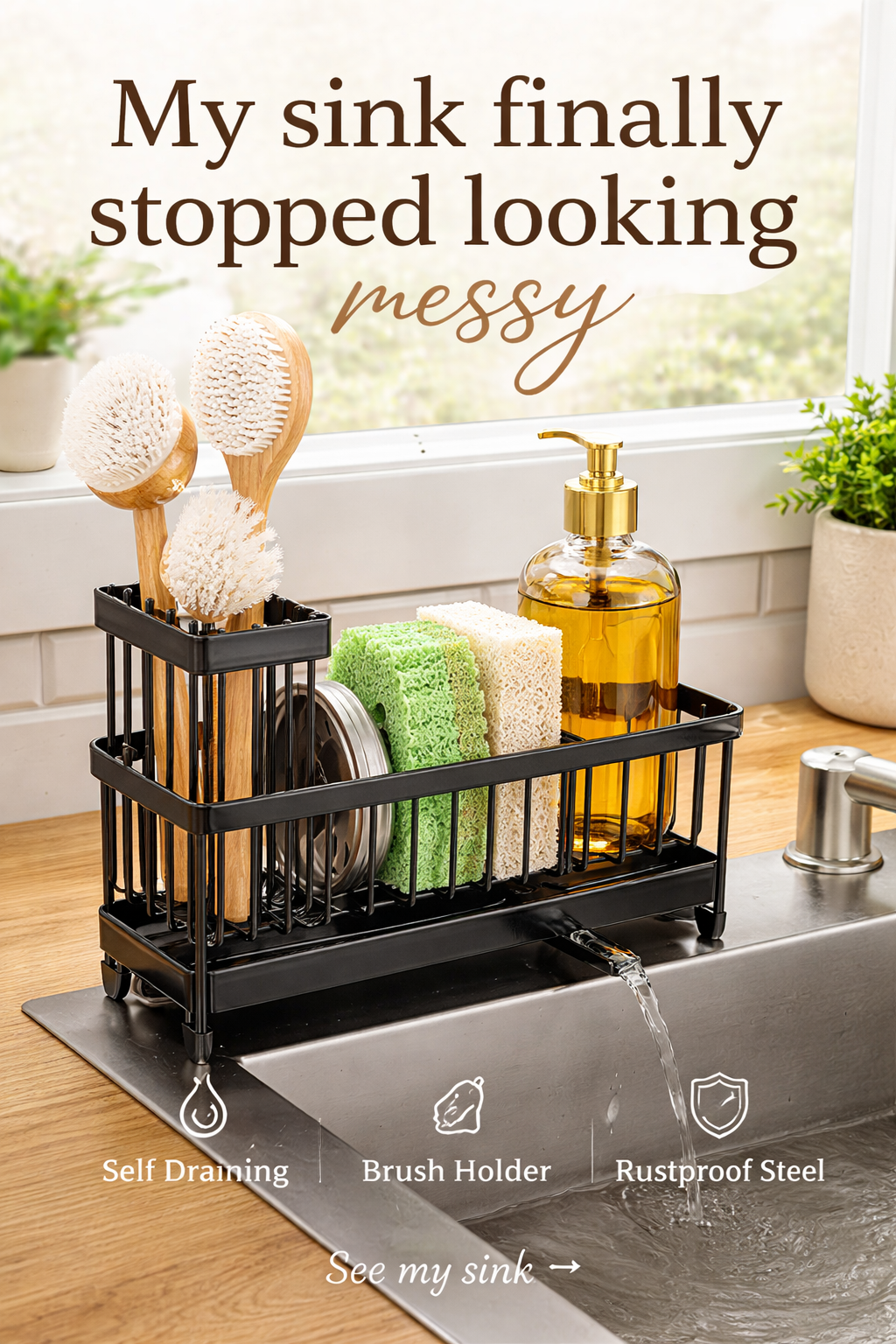 This $14 Sink Caddy Finally Cleared My Sink Clutter