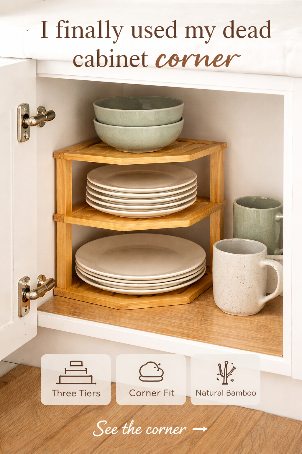 This $20 Corner Shelf Finally Used My Dead Cabinet Space