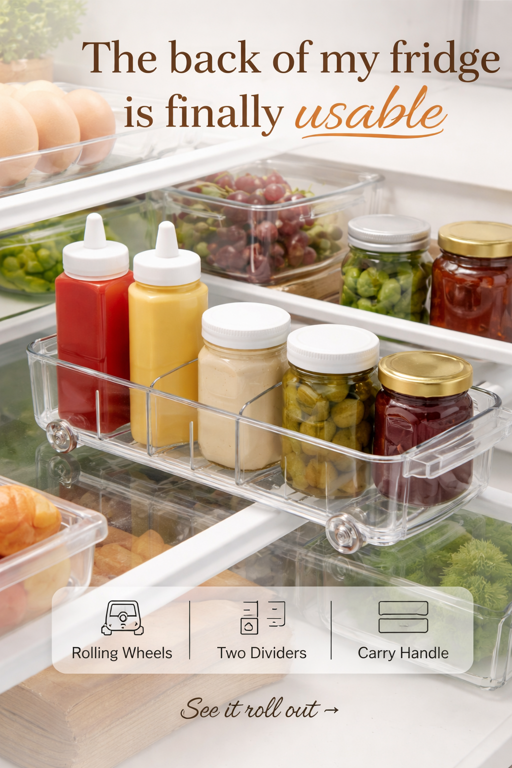This $20 Fridge Caddy Rolls Out Everything in the Back