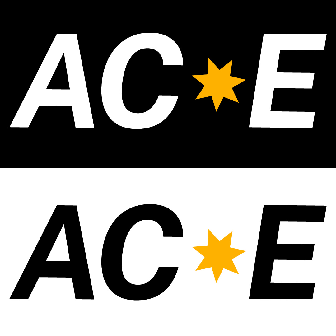 Final ACE logo in black and white