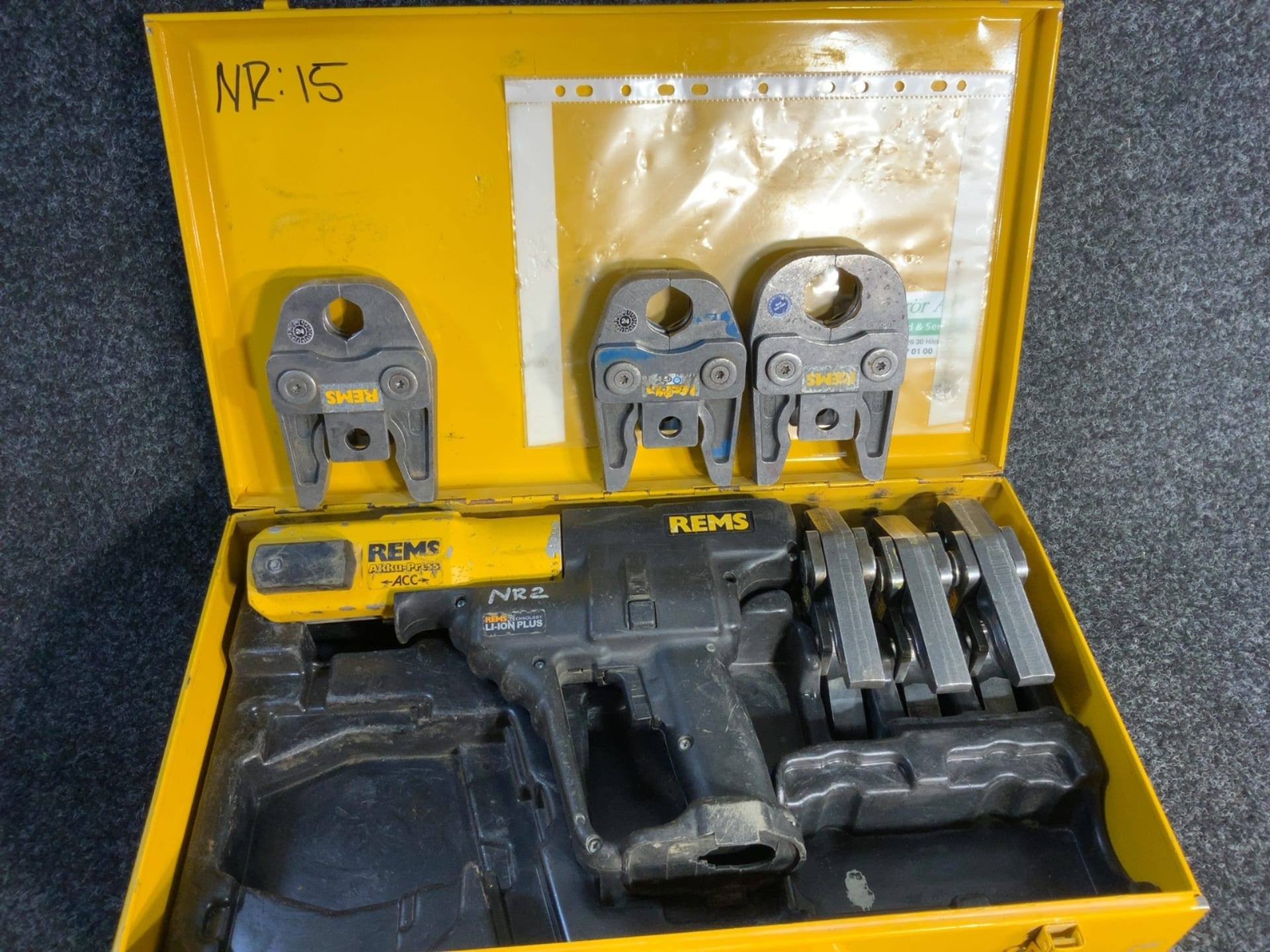 REMS Akku Press ACC pressmaskin pressverktyg med 6 st M pressbackar M12 M15 M18 M22 M28 M35