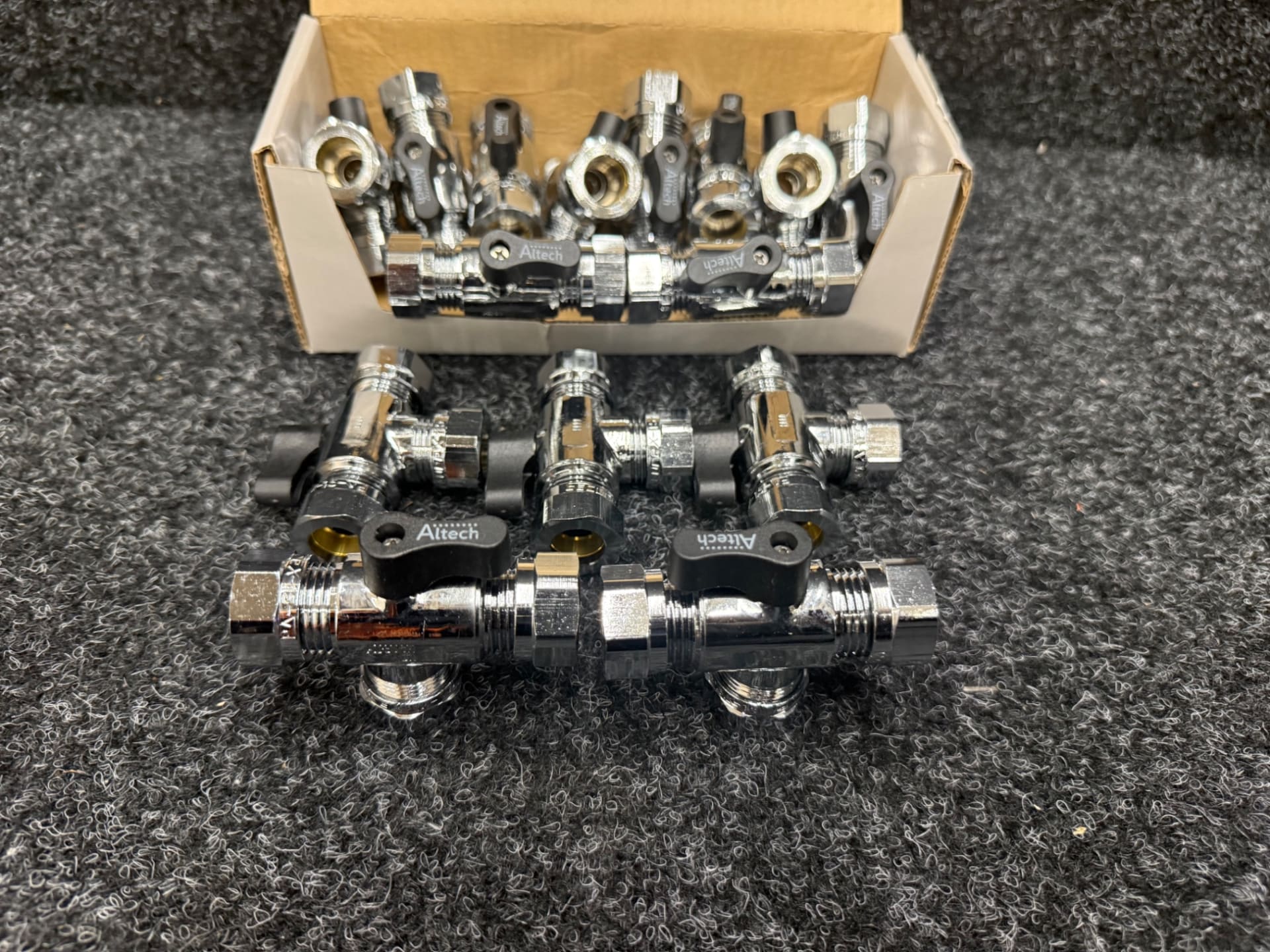 15 st  Minikulventil T-RÖR 15x15x15mm CUxCUxCU Förkromad klämmringskoppling RSK 8547335 Altech 