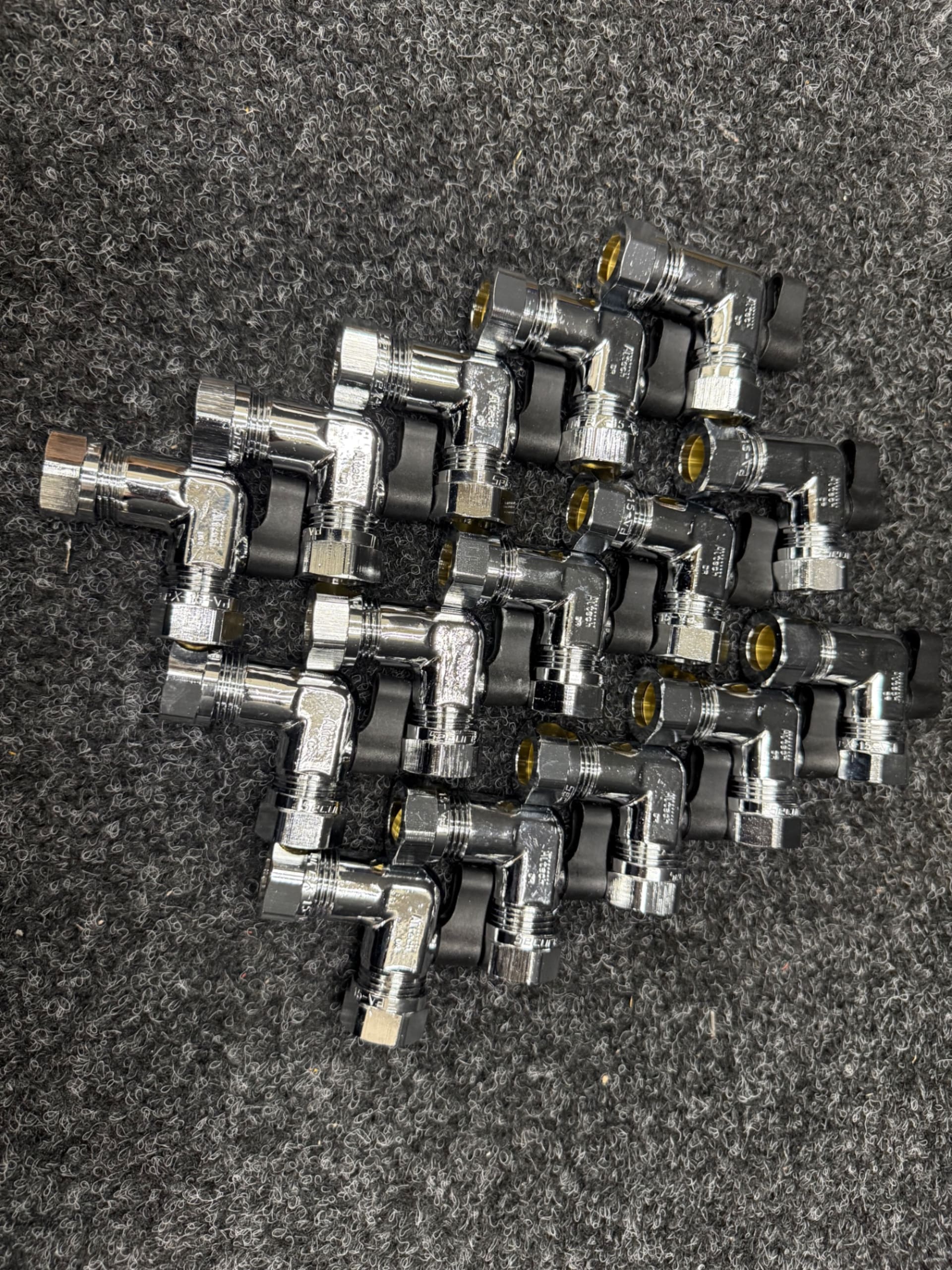 15st Minikulventil 15x15mm CUxCU Förkromad klämmringskoppling Altech RSK 8547332 