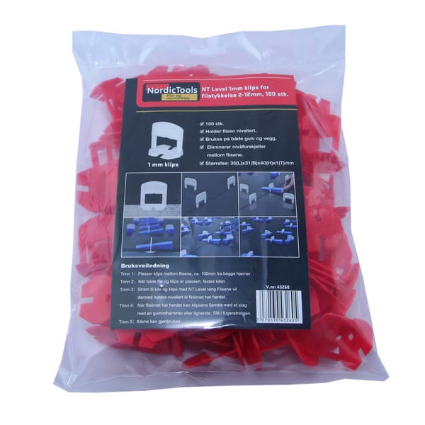 NT Level klips 1mm, pose a 100 stk.