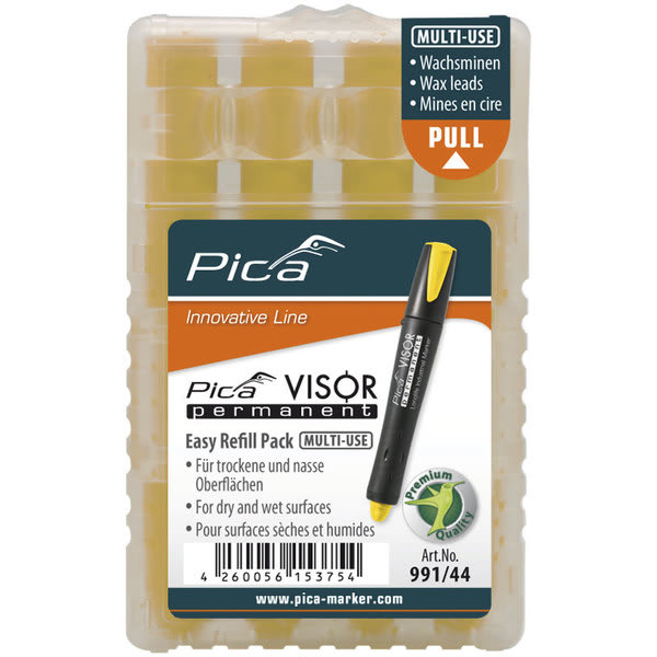 PICA VISOR REFILL OLJEKRITTSTIFT  VANNFAST, 4 STK GUL