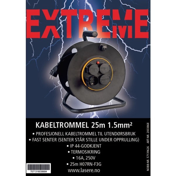 EXTREME KABELTROMMEL 25M 1,5MM2