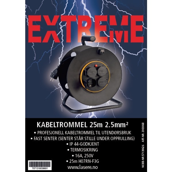 EXTREME KABELTROMMEL 25M 2,5MM2