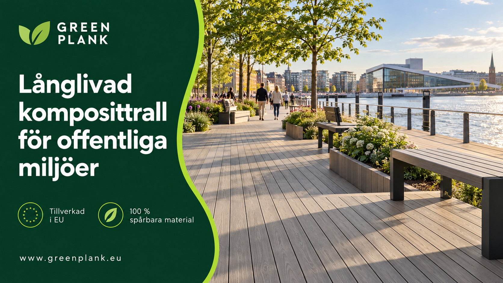 Långlivad komposittrall för offentliga miljöer