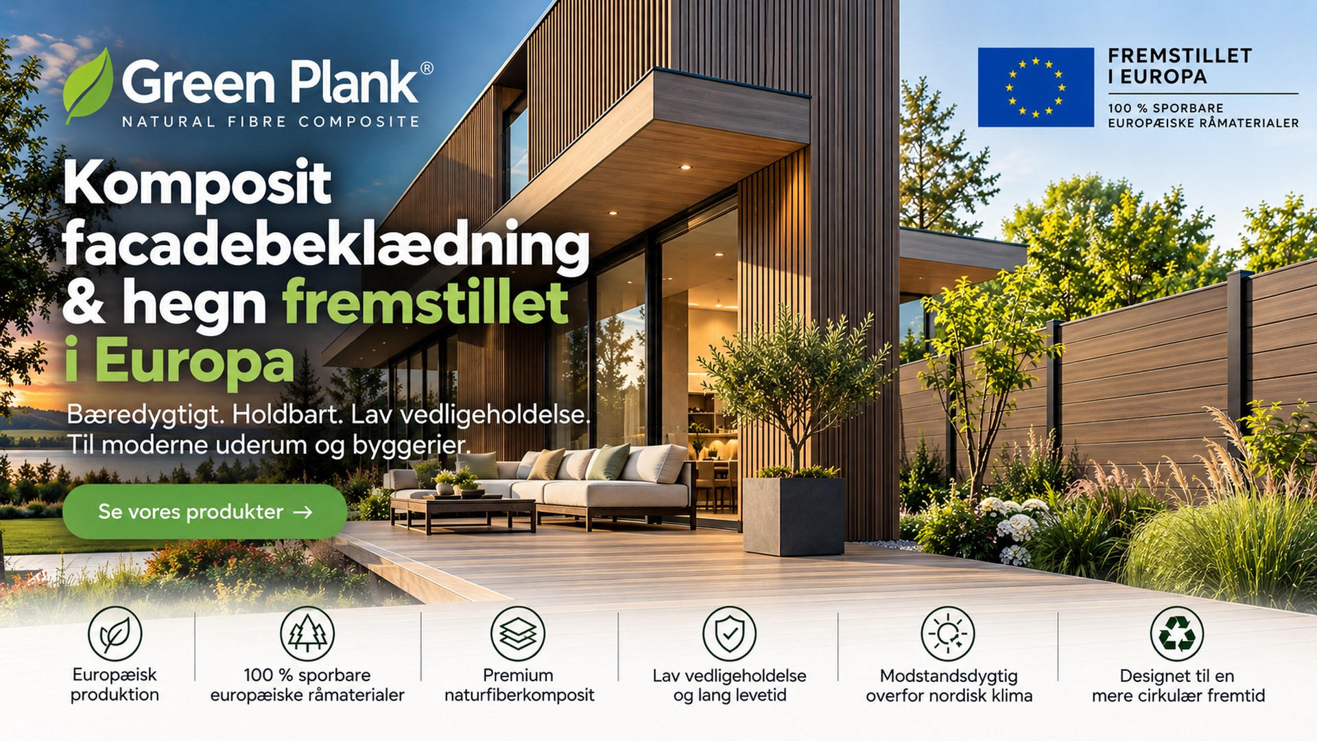 Kompositbeklædning & hegn i skandinavisk design