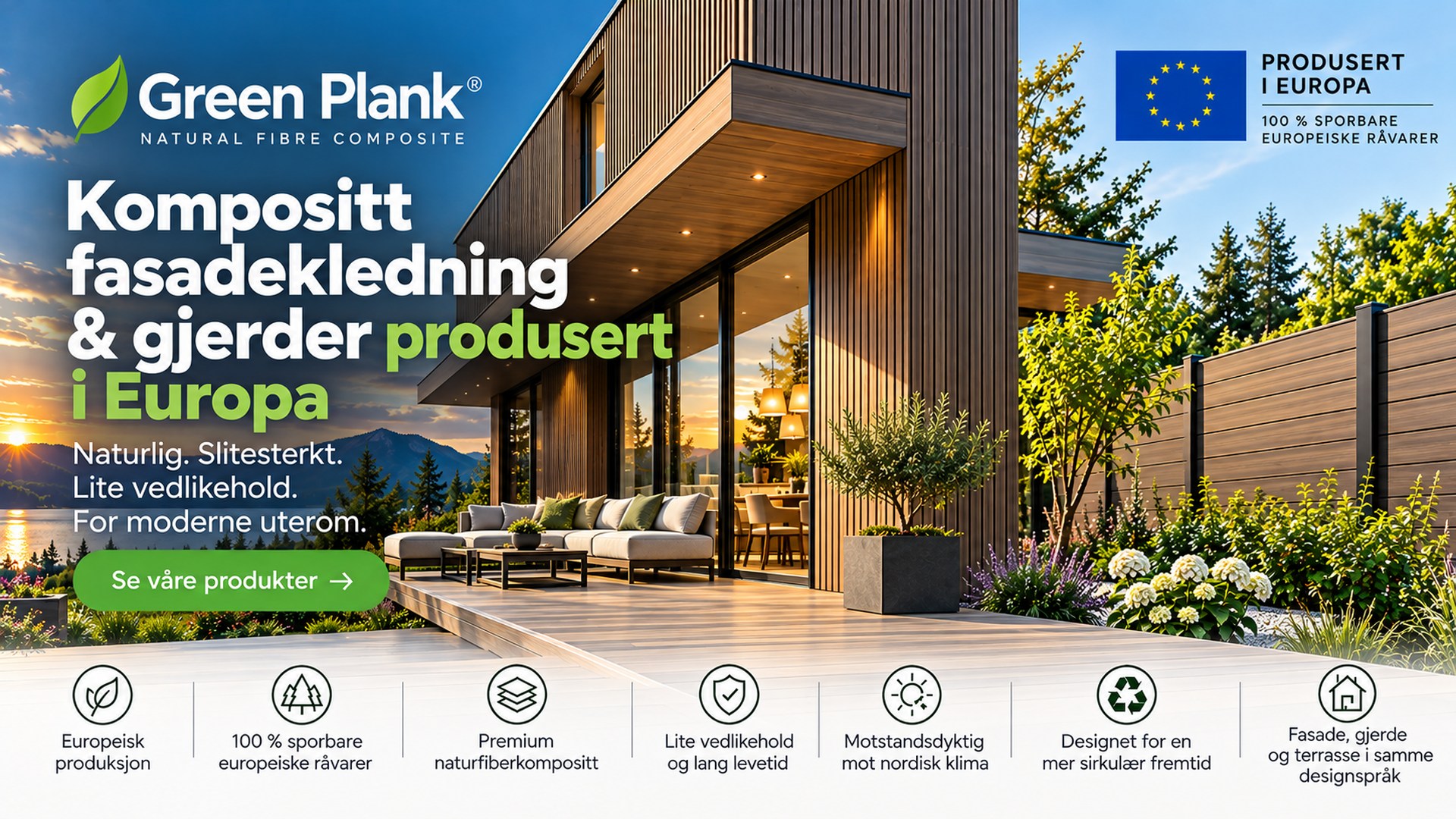 Komposittkledning i skandinavisk design | Green Plank