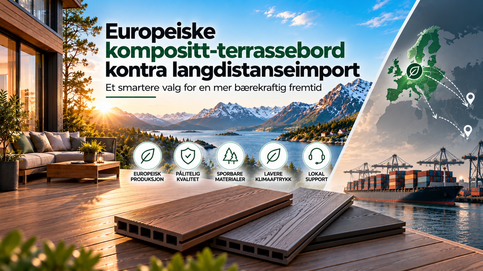 Europeiske kompositt terrassebord vs. langdistanseimport