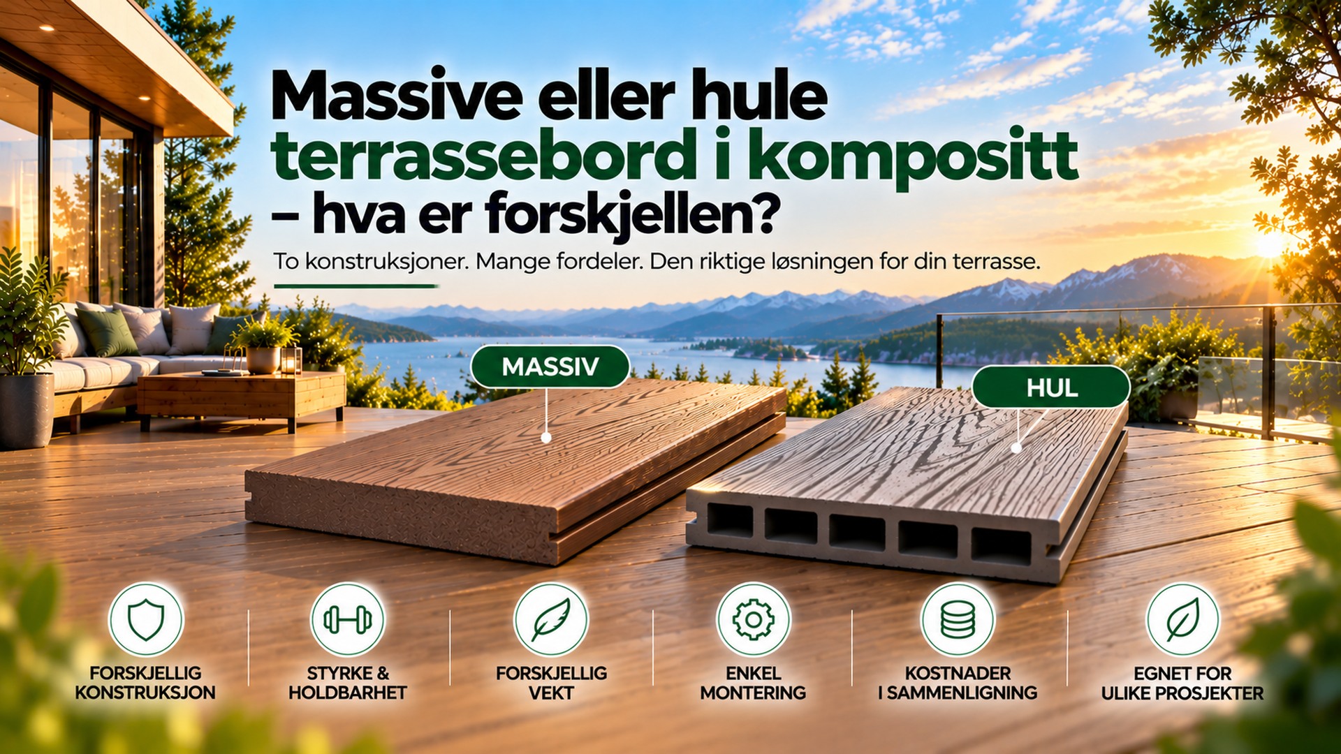 Massive eller hule kompositt terrassebord – forskjellen