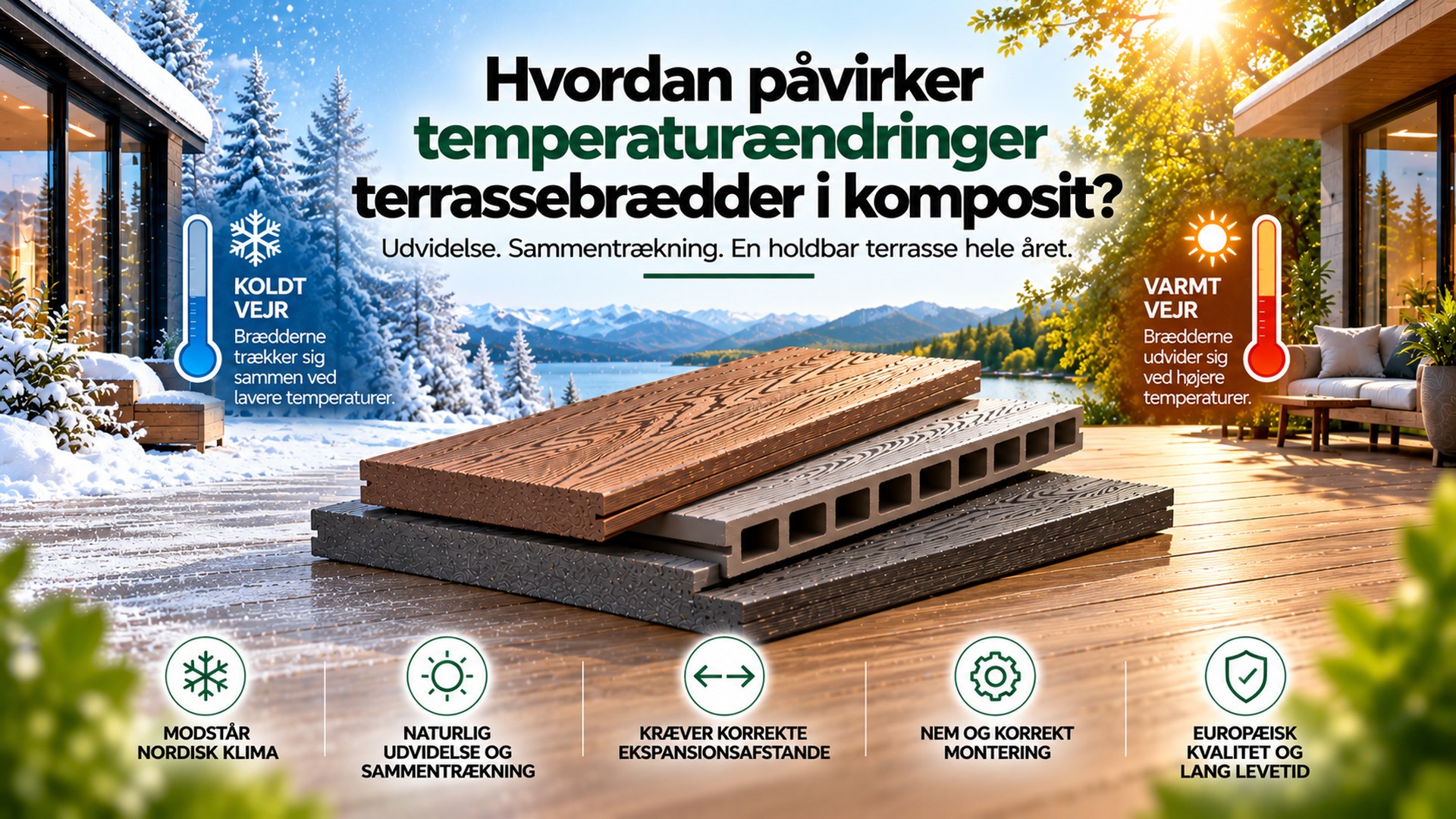 Temperatur og komposit terrassebrædder | Green Plank