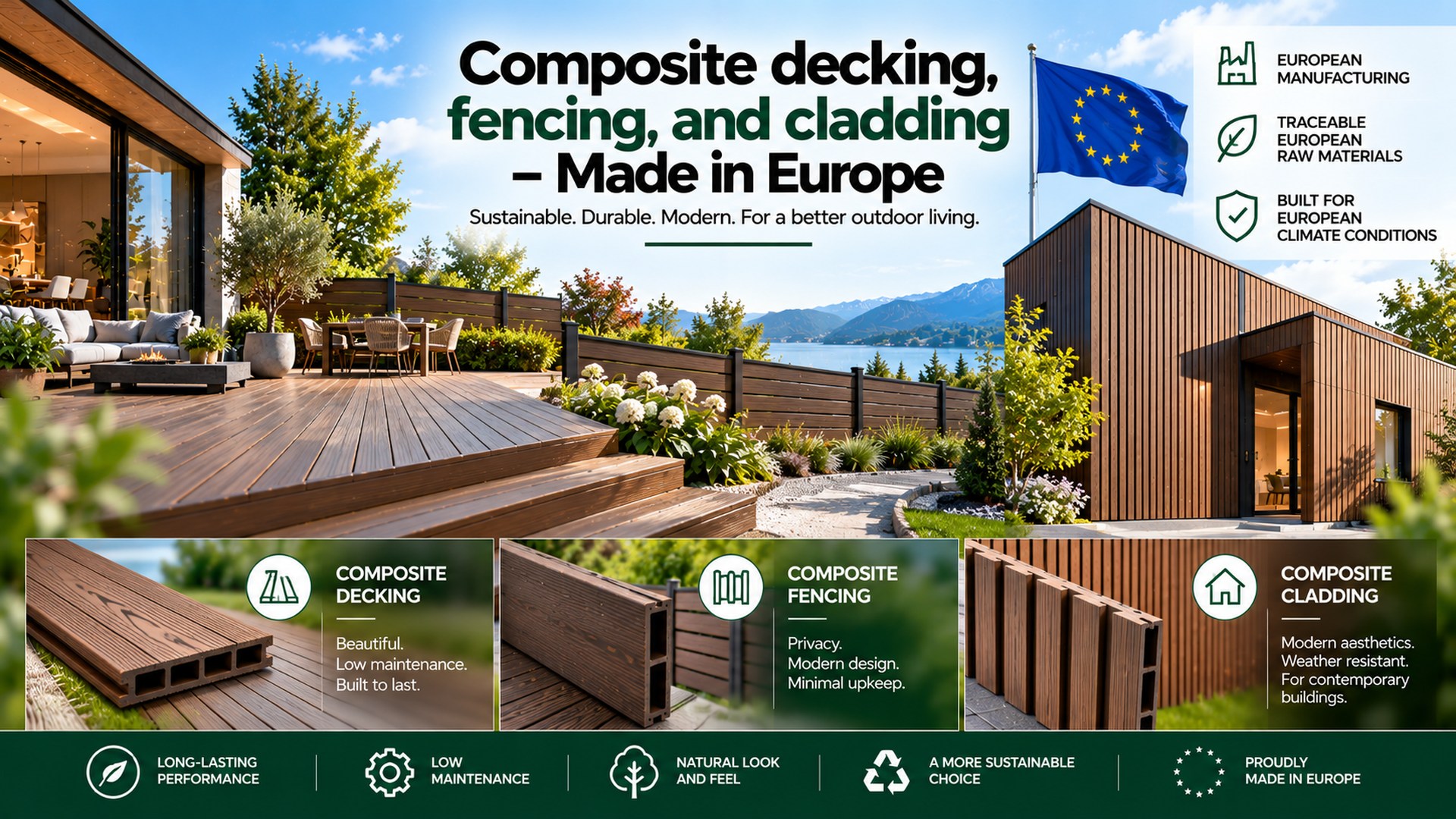Composite Decking, Fencing & Cladding Made in Europe