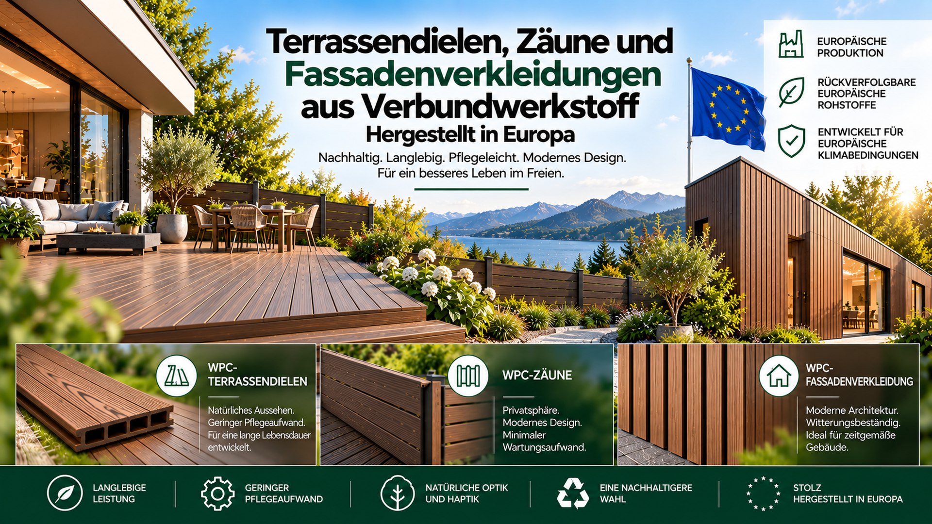 WPC Terrassendielen, Zäune & Fassaden aus Europa