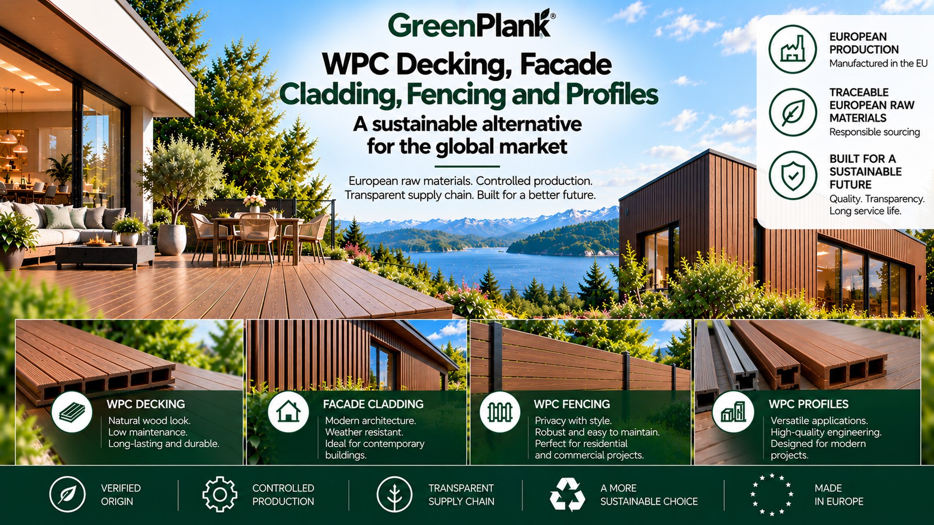 WPC decking, facade cladding, fencing, and profiles from GreenPlank: A sustainable alternative for the global market