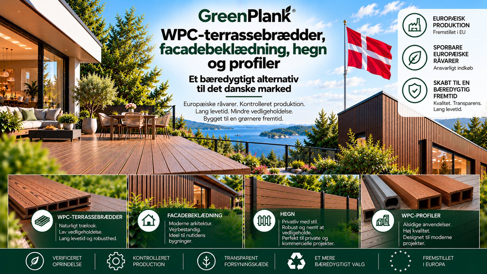 WPC-terrassebrædder, facadebeklædning, hegn og profiler fra GreenPlank: Et bæredygtigt alternativ til det danske marked