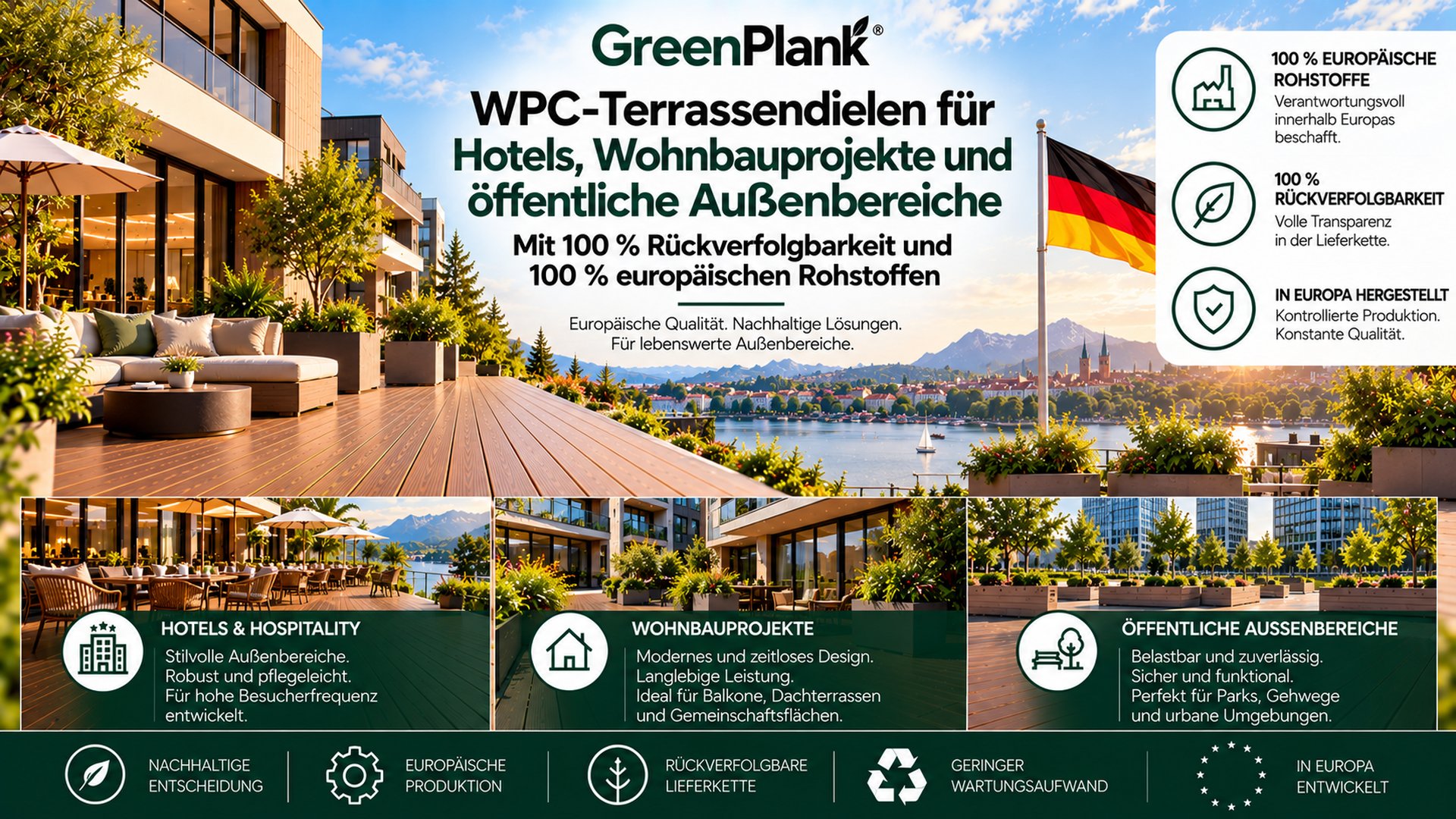 WPC-Terrassendielen für Großprojekte | Green Plank