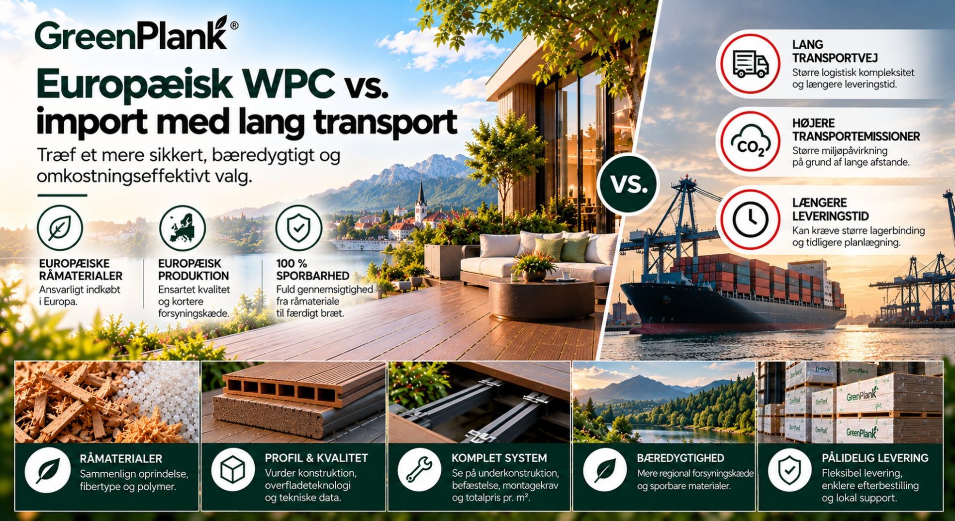Europæisk WPC vs. langtransporteret import | Green Plank