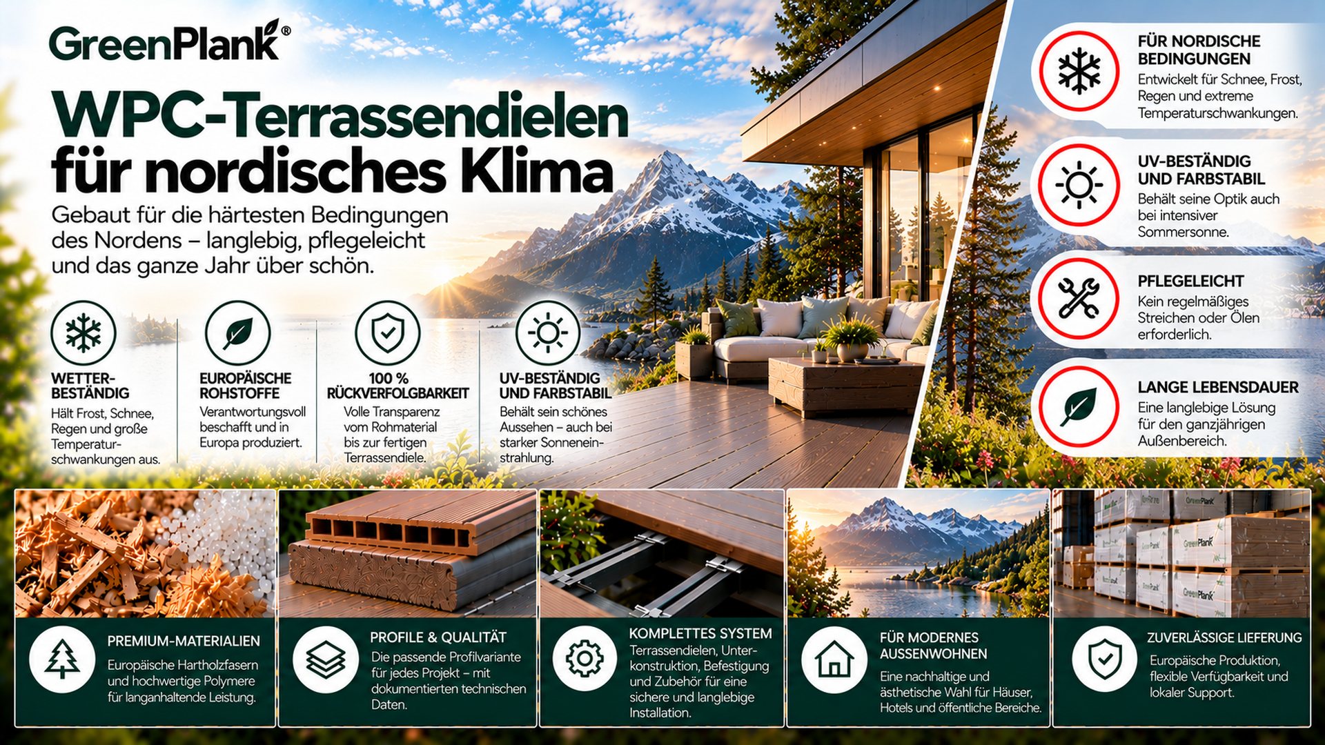 WPC-Terrassendielen für nordisches Klima | Green Plank