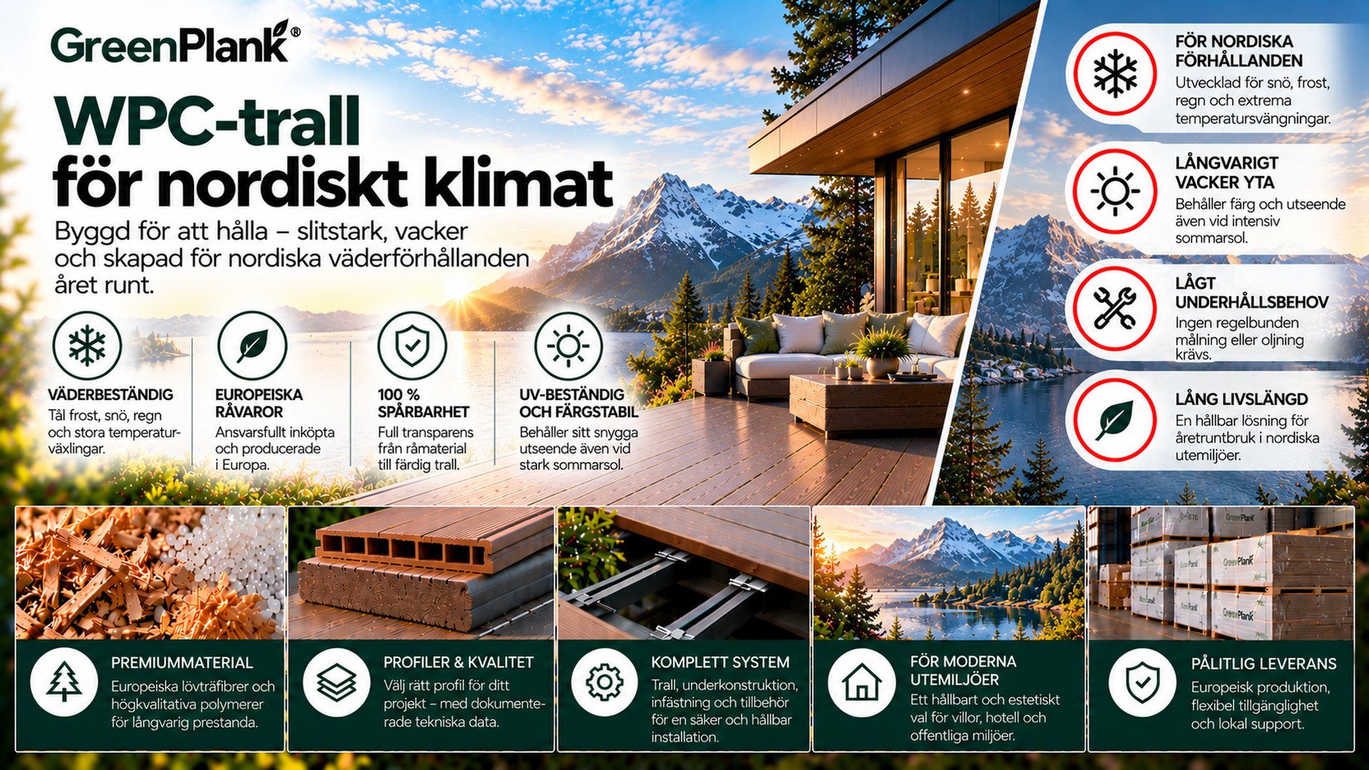WPC-trall för nordiskt klimat | Green Plank Sverige